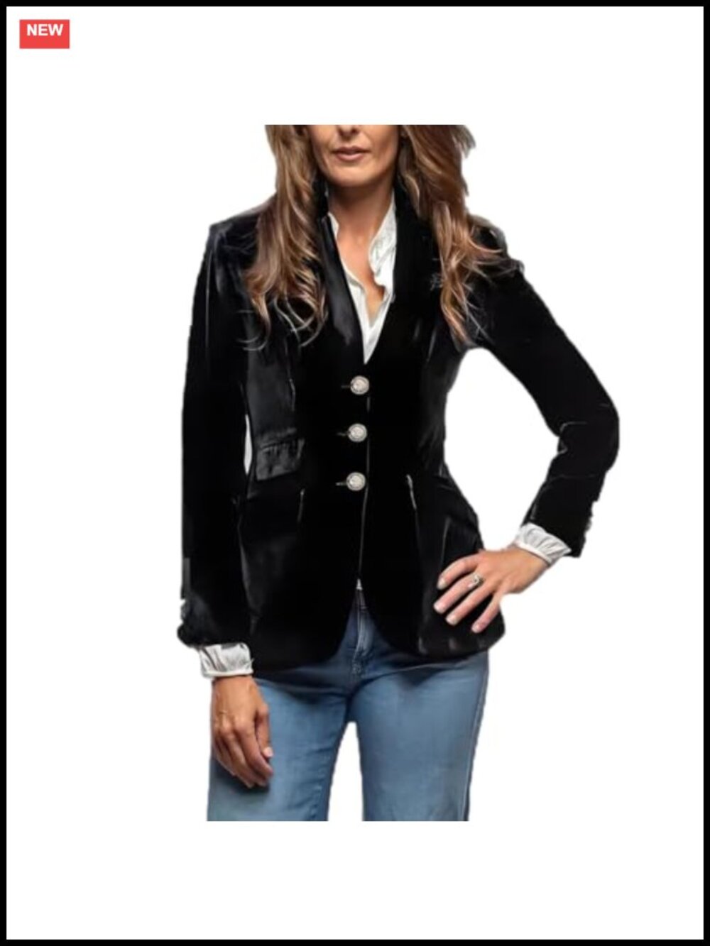 Vintage Velvet Blazer V-Neck Slim Fit Slit Back Long Sleeve Office Suit Coat